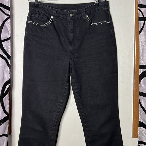 Christopher & Banks size 4 black sequin embellished denim jeans - Picture 4 of 14